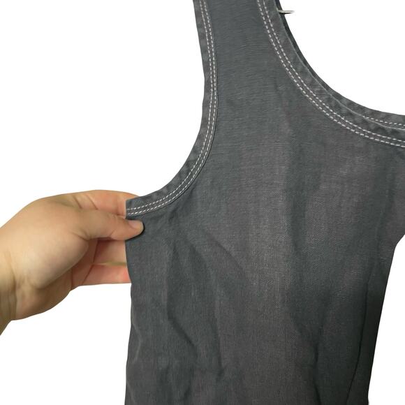 New Current/Elliott Zip Cargo Crop 100% Linen Jumpsuit in Black sz 0 - Picture 4 of 10